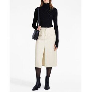Proenza Schouler White Label Women's Size 10 Cream Midi Skirt Sloan Washed Denim